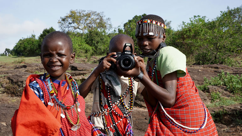 Children with camera